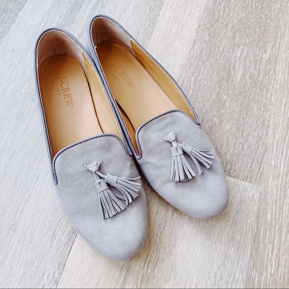J. Crew Factory Shoes - J Crew Cora Suede gray tassel loafers